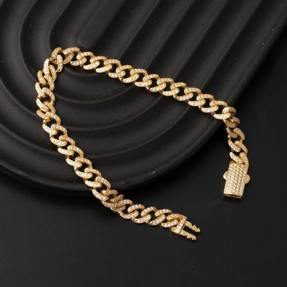 Sıra Taşlı Gurmet Altın Bileklik 14 Ayar - Resim 3