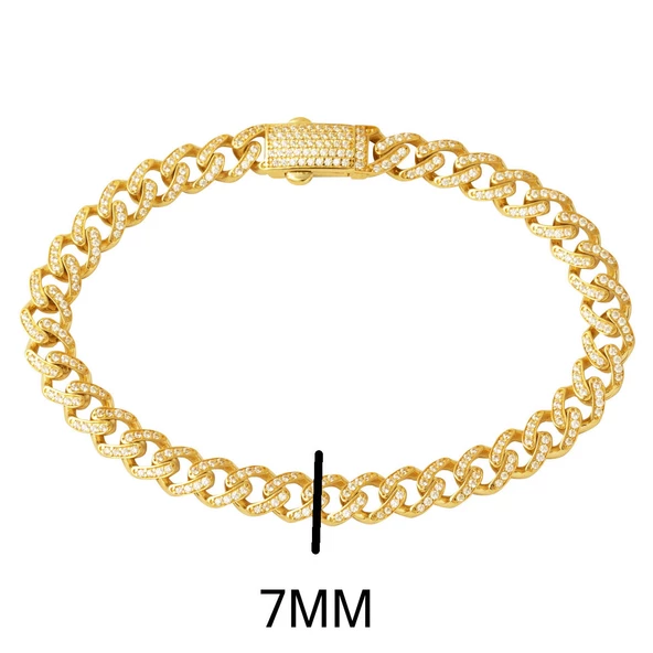 Sıra Taşlı Gurmet Altın Bileklik 14 Ayar - Resim 6