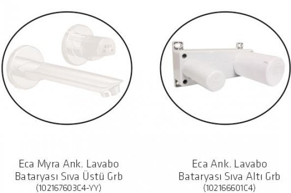 Eca Myra Ankastre Gömme Lavabo Bataryası Set 102167603C4-YY+102166601C4