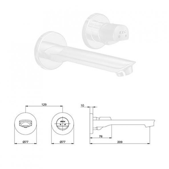 Eca Myra Ankastre Gömme Lavabo Bataryası Set 102167603C4-YY+102166601C4 - 2