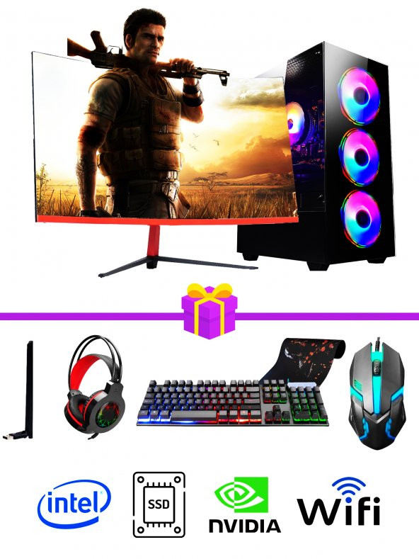 RAMTECH FULLFORCE FF537 İ5-10400F 16GB RAM 512GB SSD  RTX3050/8GB 23.6"CURVED MONİTÖR OYUNCU MASAÜSTÜ BİLGİSAYAR