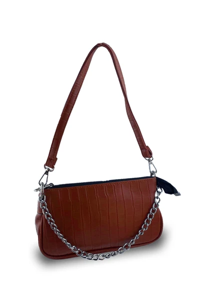 Bagorama VINE Kadın Desenli Suni Deri Zincirli Çapraz Askılı Omuz Çantası - 5