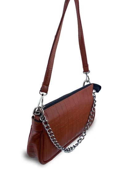 Bagorama VINE Kadın Desenli Suni Deri Zincirli Çapraz Askılı Omuz Çantası - 11