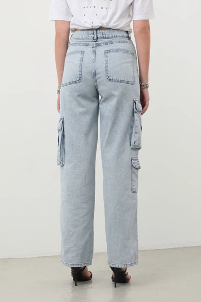 Kargo Cepli Jean Pantolon Buz Mavi - Resim 10