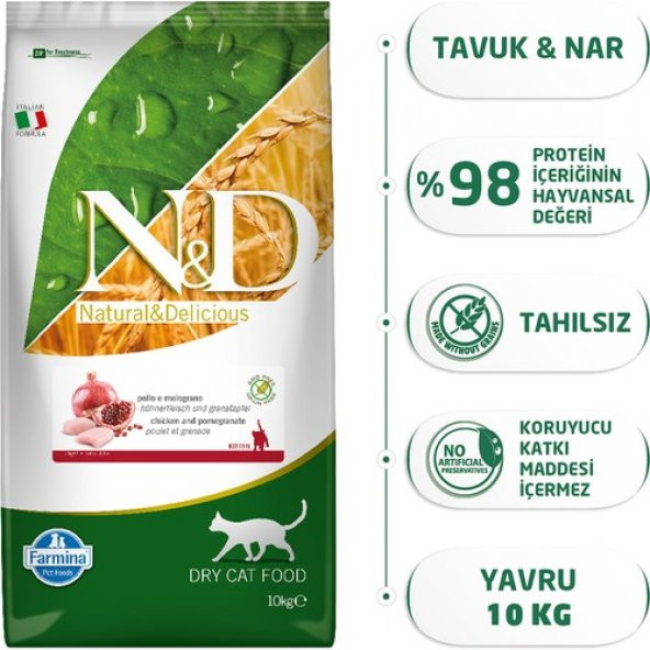 Nd Tahılsız Kitten Tavuk Nar Yavru Kedi Maması 10 Kg ürün görseli