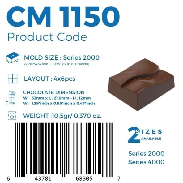 Polikarbon Dikdörtgen Pralin Çikolata Kalıbı 10.5 gr | Cm-1150 - 4