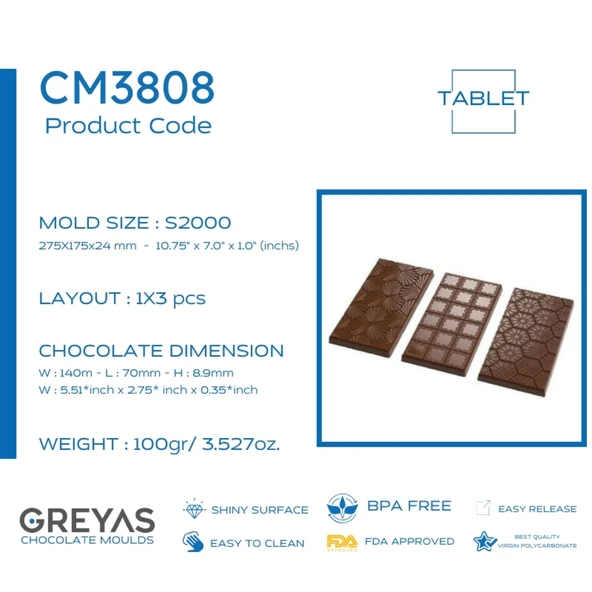 Polikarbon Tablet Çikolata Kalıbı 100 gr | Cm-3808 - Resim 3