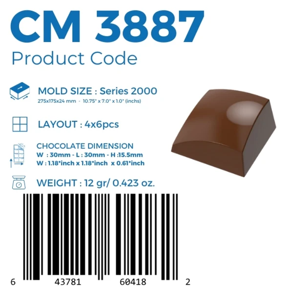 Polikarbon Kare Pralin Çikolata Kalıbı 12 gr | Cm-3887 - Resim 7