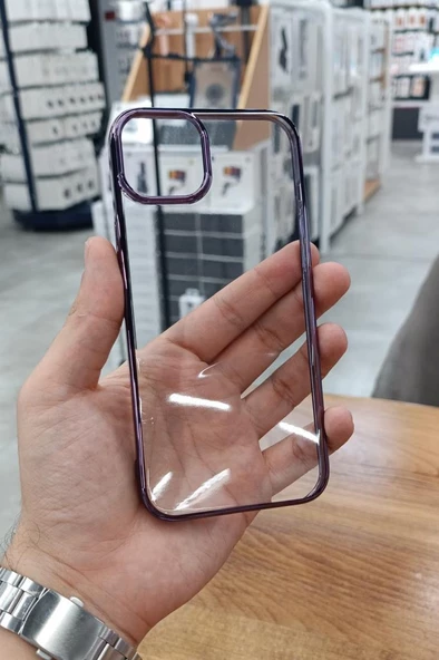 iPhone 15 Plus Kılıf Kamera ve Lens Korumalı Şeffaf Renkli Çerçeveli Sert PC Lüx Kapak
