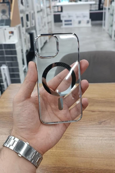 iPhone 15 Plus Kılıf Magsafe Köşeleri Renkli Lüx Şeffaf Kamera Çıkıntılı Silikon Kapak