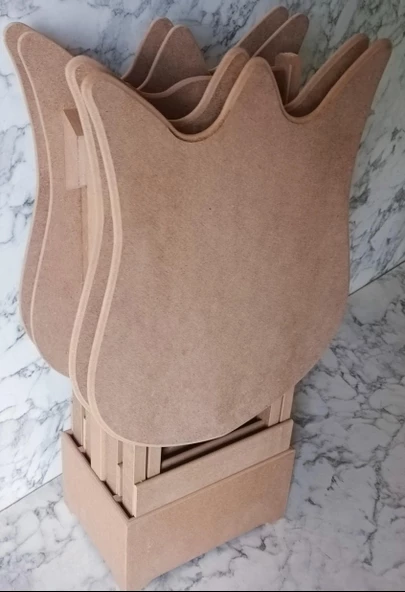 Çanta zigon 90225 kalpli Sehpa Dörtlü HAM Model Ahşap MDF HAM CNC Kesim El Yapım