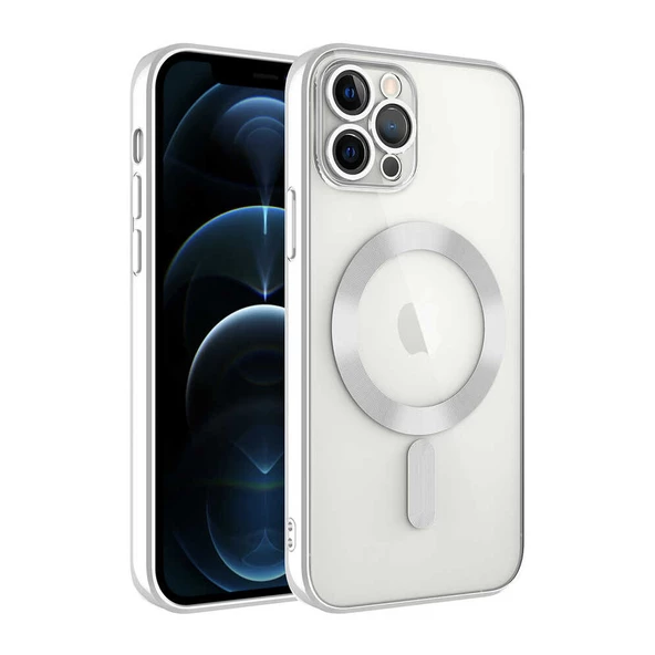 iPhone 11 Pro Kılıf Magsafe Özellikli Metal Lazer Silikon Kapak - 2
