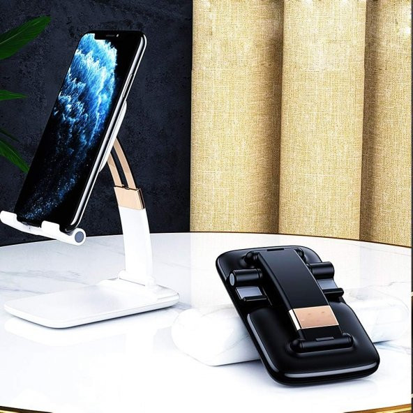 Gold Seri Katlanabilir Masaüstü Telefon ve Tablet Standı Siyah - 6