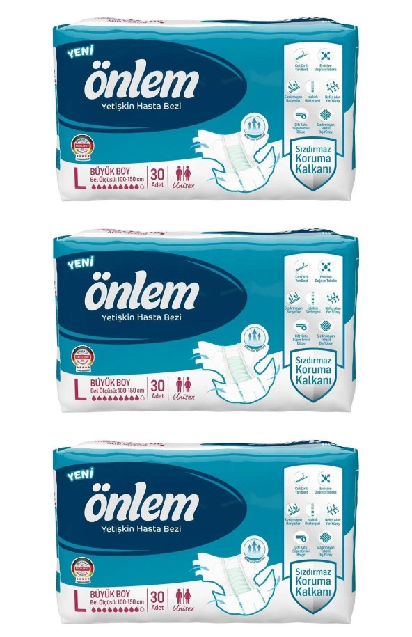 Önlem Belbantlı Yetişkin Hasta Bezi Boy L 3 x 30 90 Adet
