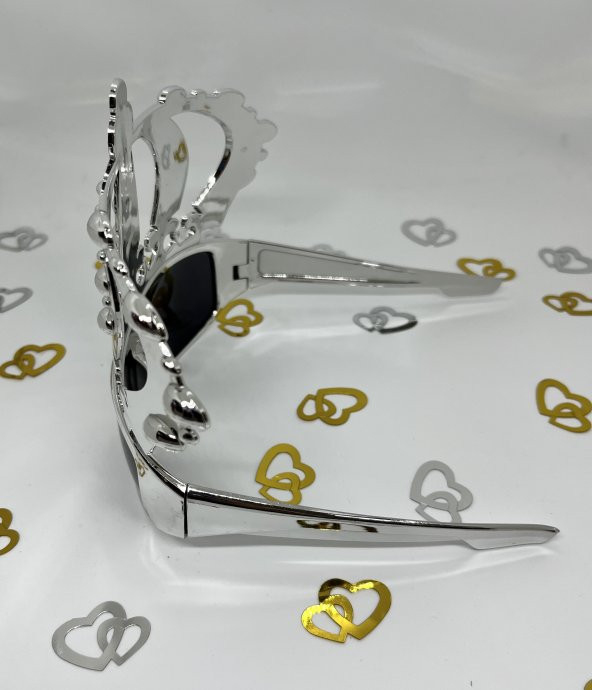 Parti Gözlük Gümüş Taç - Resim 3