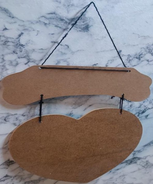 Hobi Adn 0226 Dekoratif Kapı Süsü Kalpli MODEL Ahşap MDF HAM CNC Kesim El Yapım - 2