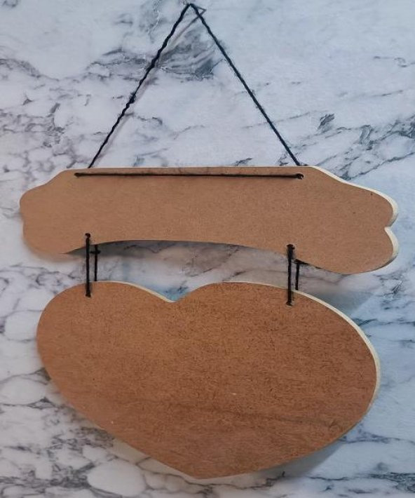 Hobi Adn 0226 Dekoratif Kapı Süsü Kalpli MODEL Ahşap MDF HAM CNC Kesim El Yapım - 4