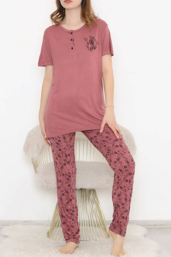 Desenli Pijama Takımı Koyulila3 - 11405.1048