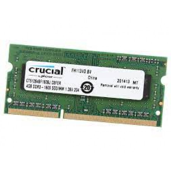 Crucial DDR3L 4 Gb 1600 MHz PC3-12800 CL11 1.35 V CT51264BF160BJ NOTEBOOK RAM BELLEK