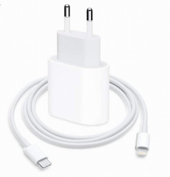 Orjinal Apple iPhone 14 Plus 20W Hızlı Şarj Aleti Seti USB-C MHJE3TU-A + MQGJ2ZM/A (Kablo Dagil)