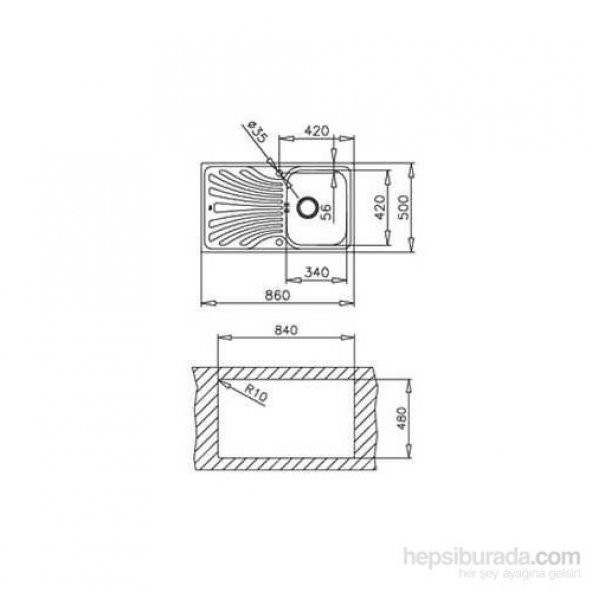 TEKA NERİSSA 50 M.DEKORLU T.ÜSTÜ MUTFAK EVYESİ SAĞ DAMLALIKLI - 2