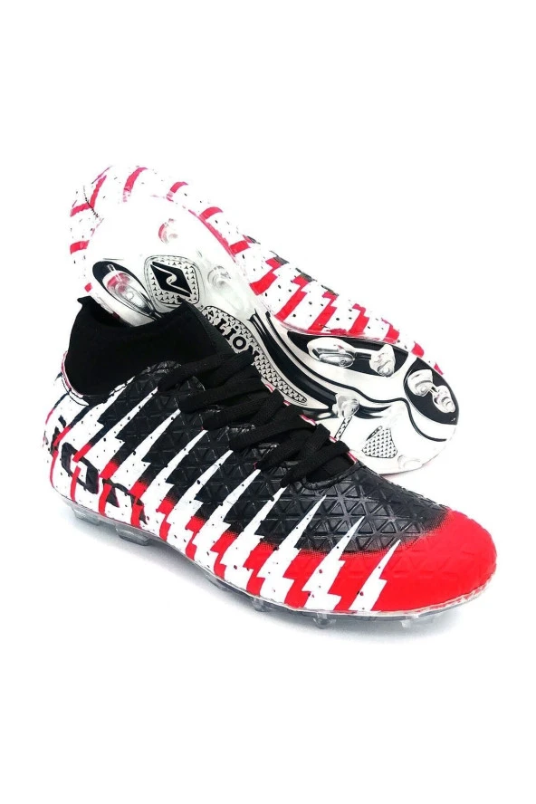 1453 Siyah Kırmızı Krampon Futbol Ayakkabısı - 2