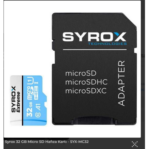 Syrox 32 GB MicroSDHC Class 10 UHS-I Hafıza Kartı + Adaptör ürün görseli 1