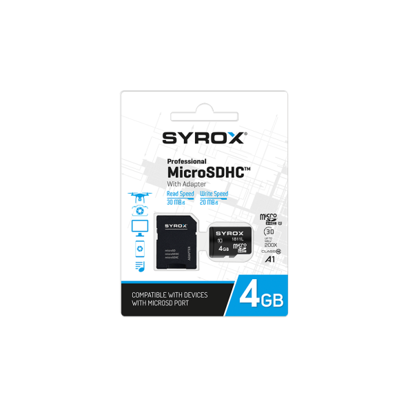 Syrox 4 GB MicroSDHC Class 10 Hafıza Kartı + Adaptör - 3