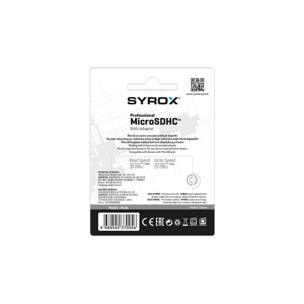 Syrox 16 GB Micro Sd Card Hafıza Kartı & Adaptörü Class 10 MC16 - 3
