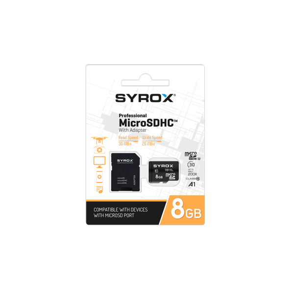 Fotoğraf Makinesi,Tablet,Kamera,Drone ve Telefonlara uyumlu hafıza kartı adaptörüyle beraber 8GB - 2