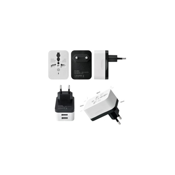 Seyahat Tipi Çift USB Portlu Çevirici Priz Türk-Amerikan ve Ingiliz Fişi Dönüştürücü Adaptör - 2