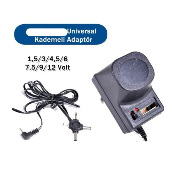 Kademeli Voltaj Ayarlı Çok Uçlu 220V Düşüren Adaptör ACDC 6 Uçlu SWİTCH ADAPTÖR 1.5V-12V 500mA