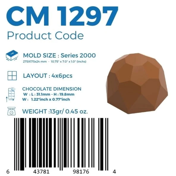 Polikarbon Yuvarlak Pralin Çikolata Kalıbı 13 gr | Cm-1297 - Resim 5