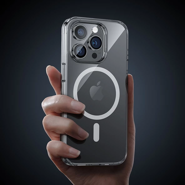 Vendas iPhone 14 Pro Max Uyumlu Magnetik Crystal Wireless Şarj Destekli Magic Fit Silikon Kılıf - 6