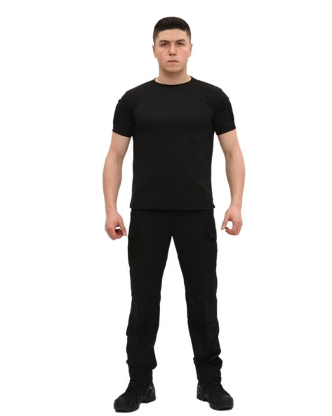 Single Sword Yakasız Kısa Kol Tactical T-Shirt - Tişört