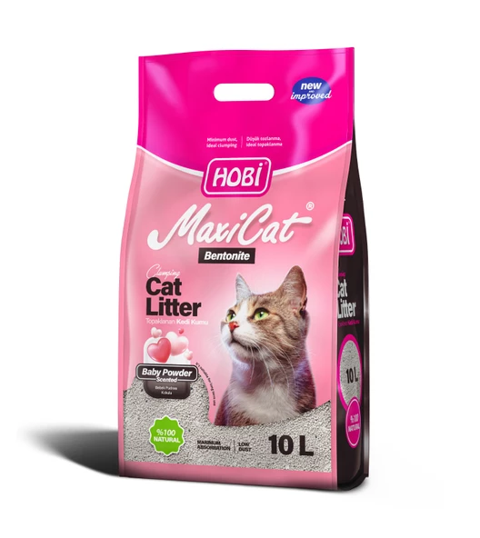 Hobi Maxicat Bebek Pudralı Bentonit Kedi Kumu 10 Litre ürün görseli