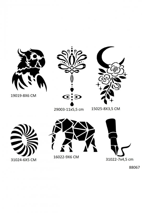 Sırt ve Kol 6 Adet Geçici Dövme Şablonu Sadece Desen ürün görseli 1