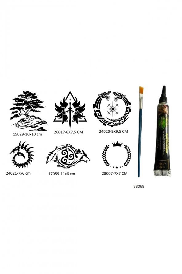 Hayat ve Sonsuz Döngü 6 Adet Şablon ve Hint Kınası Geçici Dövme Seti ürün görseli 1