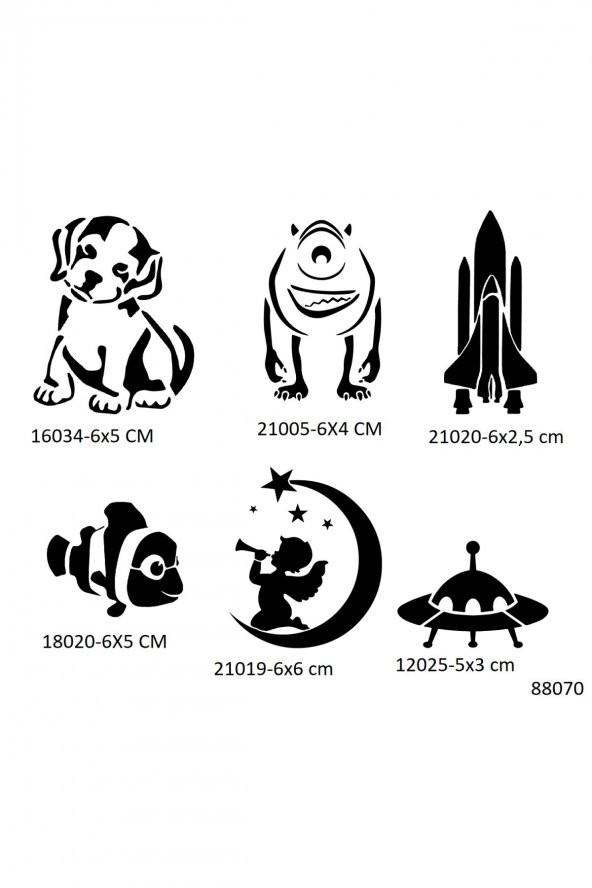 Çocuksu Desenler 6 Adet Geçici Dövme Şablonu Sadece Desen ürün görseli 1