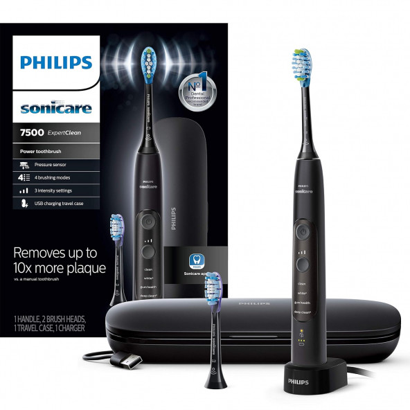 Philips Sonicare ExpertClean 7500, Şarjlı Elektrikli Diş Fırçası - Siyah