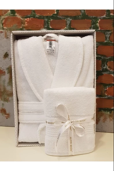 Özdilek Trendy Şalyaka Bornoz + Baş Havlusu Beyaz L  Beden