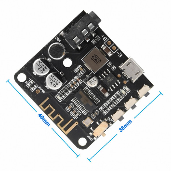 Bluetooth 5 Pro Kablosuz Ses Çalma Modülü  Mikrofon Giriş Stereo Müzik Mp3 3.7V Lityum Pil Batarya Şarj - 7