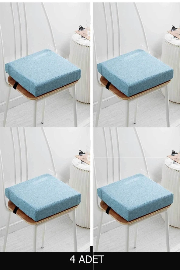 RevuBaby Sandalye Minderi Sünger Dolgulu Kare Sandalye Konfor Pedi Oturma Minderi 4 cm Kalınlık 4 Adet