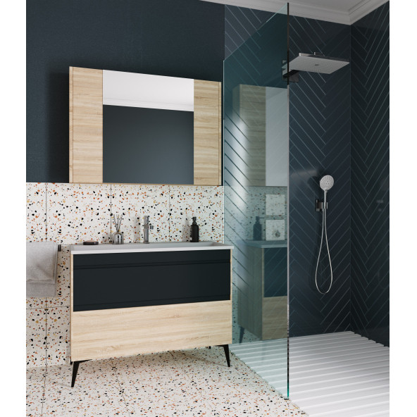 100 Cm Banyo Dolabı Ahşap Desen MDF Komple Takım