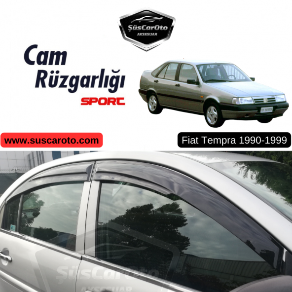 Fiat Tempra 1990-1999 Uyumlu Mugen Cam Rüzgarlığı Seti Piano Black 4lü İthal