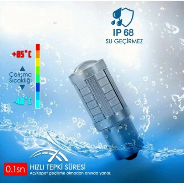P21w 1157 Ba15s 33 Led Kırmızı Tek Duy Stop Sinyal Geri Vites Ampulü