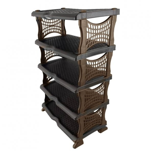 5 Katlı Rattan Siyah Ayakkabılık