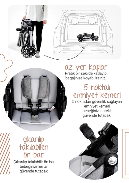 Baby Home 7 In 1 Yeni Doğan Full Set 990 Travel Sistem Bebek Arabası 330 Ev Tipi Ana Kucağı - 11
