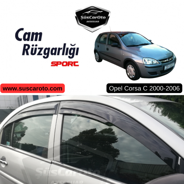 Opel Corsa C 2000-2006 Uyumlu Mugen Cam Rüzgarlığı Seti Piano Black 4lü İthal