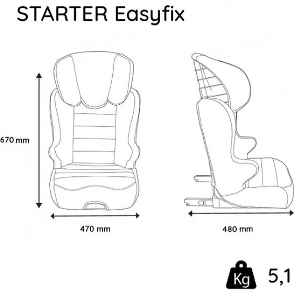 Nania Starter Easyfix 15-36 kg Oto Koltuğu - Silver Tech - 2